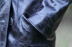 Bridget coat by Tim Elverston leather pocket detail