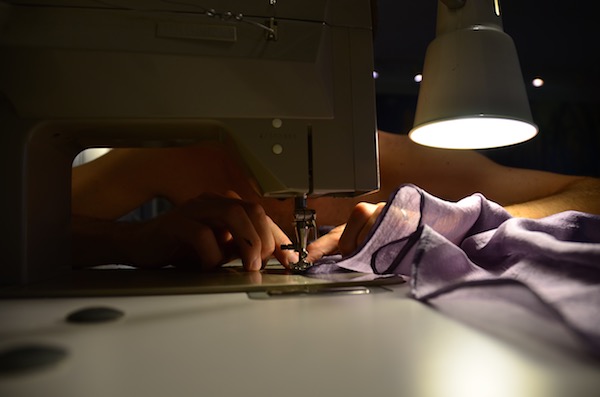 Tim Elverston sewing silk