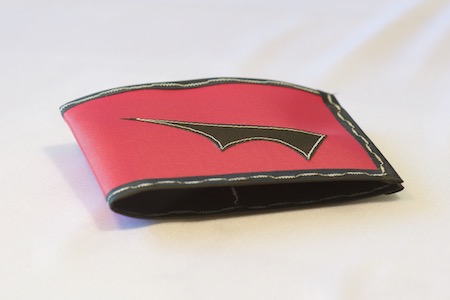 Pointy Spendy Wallet- PInk-BlackTrim-Black interior-folded