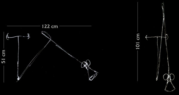 WindFire Designs ArticuLamp specification sketch showing dimensions