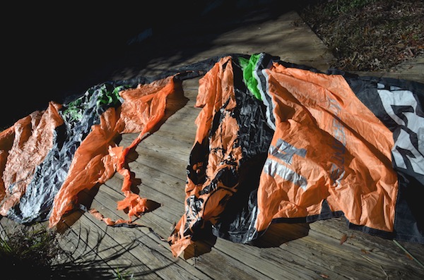 damaged slingshot kite before repair